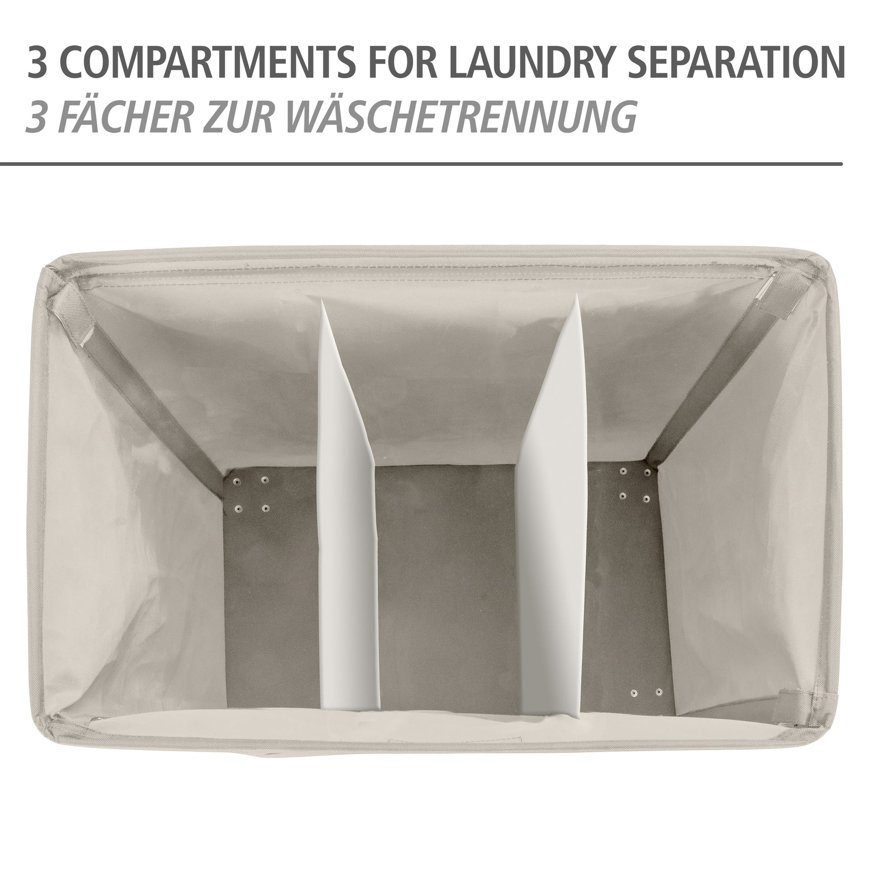 Laundry Basket 116L - 3 Compartment - Trivo - Beige
