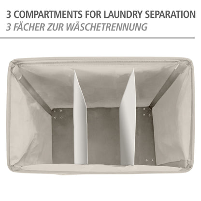 LAUNDRY BASKET 116L - 3 COMPARTMENT - TRIVO RANGE - BEIGE