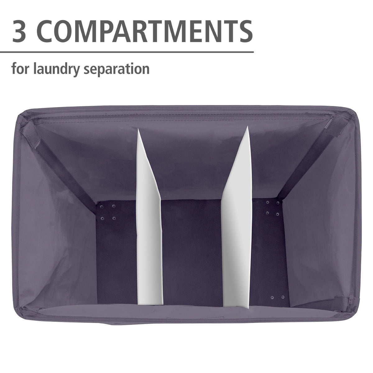 Laundry Basket 116L - 3 Compartment - Trivo - Grey