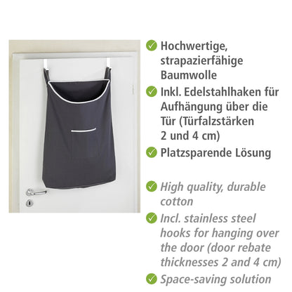 WENKO “ OVER THE DOOR CLOTH LAUNDRY BASKET “ CANGURO RANGE - GREY