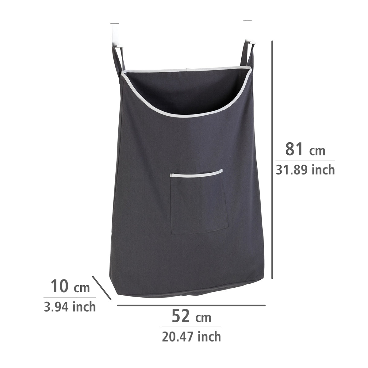 Over The Door Cloth Laundry Basket Canguro Range - Grey