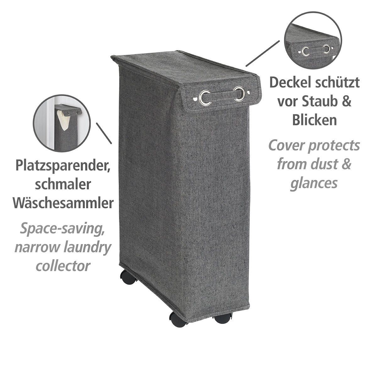 Laundry Basket 43L - With Lid - Corno Prime - Black-White