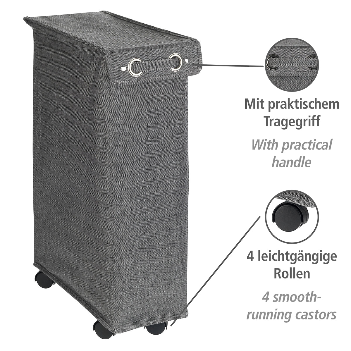 Laundry Basket 43L - With Lid - Corno Prime - Black-White