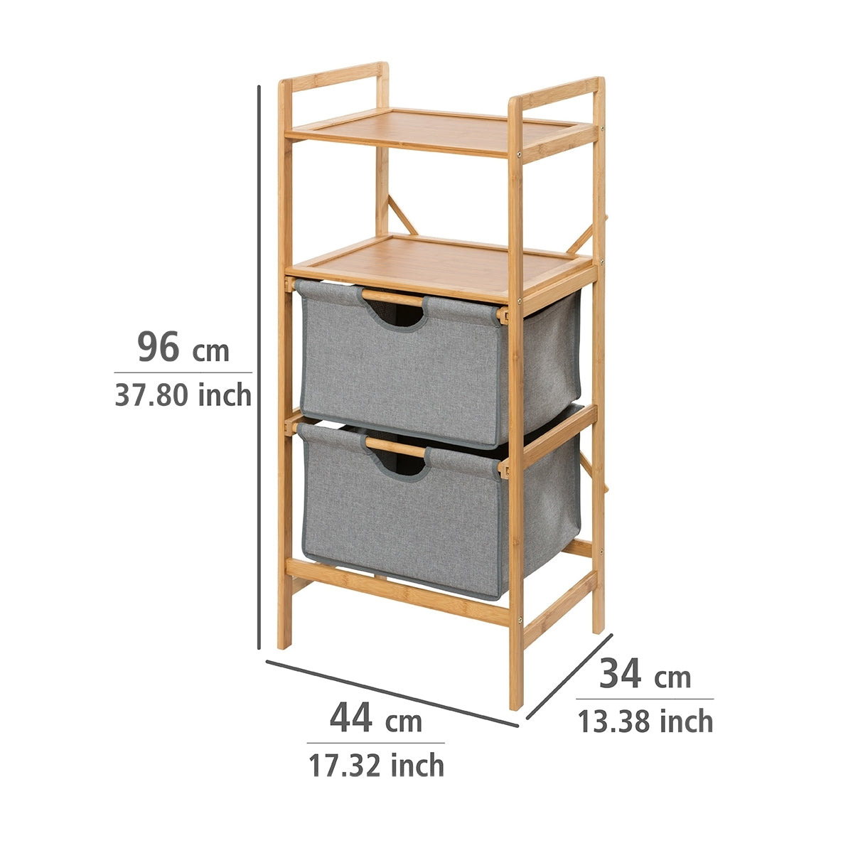 SHELF UNIT WITH 2 DRAWERS - BAHARI RANGE - BAMBOO - 34X44X96CM