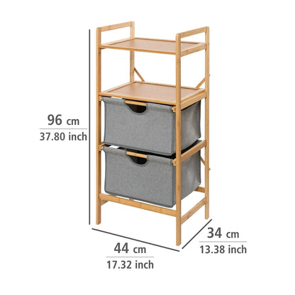 SHELF UNIT WITH 2 DRAWERS - BAHARI RANGE - BAMBOO - 34X44X96CM