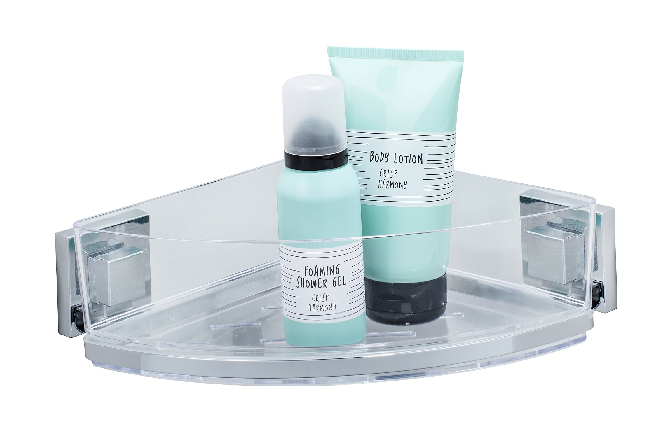 Vacuum-Loc Corner Shelf Quadro Range - S/Steel - No Drilling