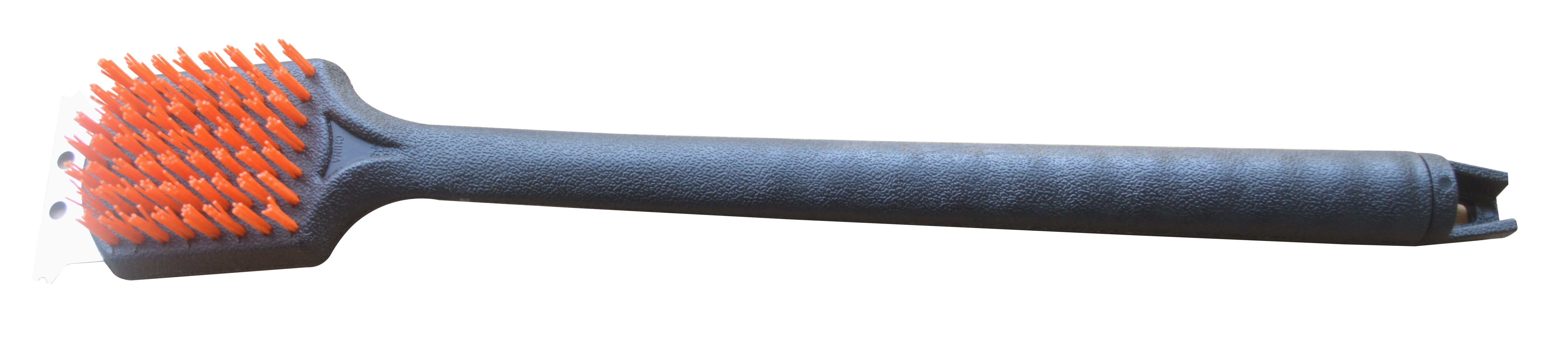 Long Handle Nylon Bristle Braai Brush With Scraper