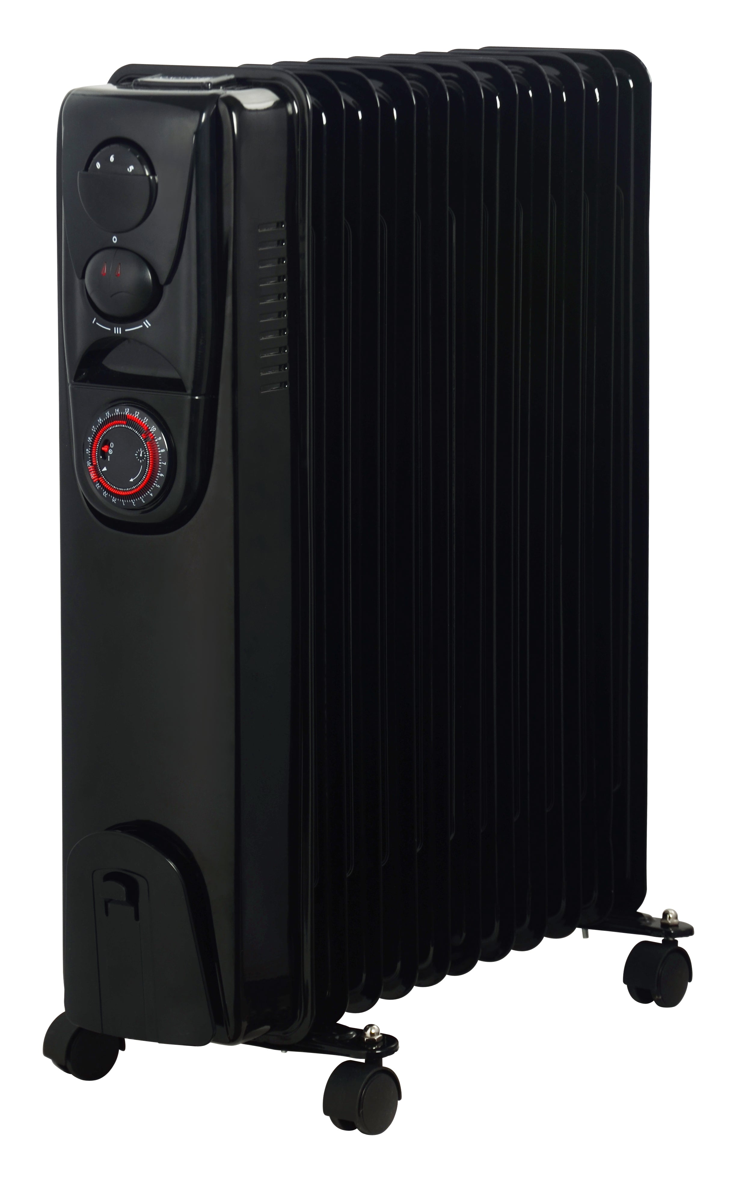 11 Fins 2500W Oil Filled Heater - Timer Function - Glossy Black