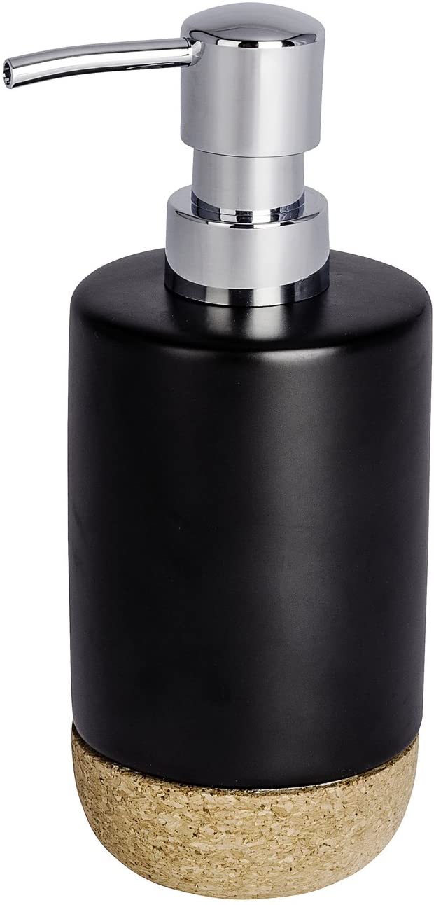 Soap Dispenser - Black Ceramic & Cork
