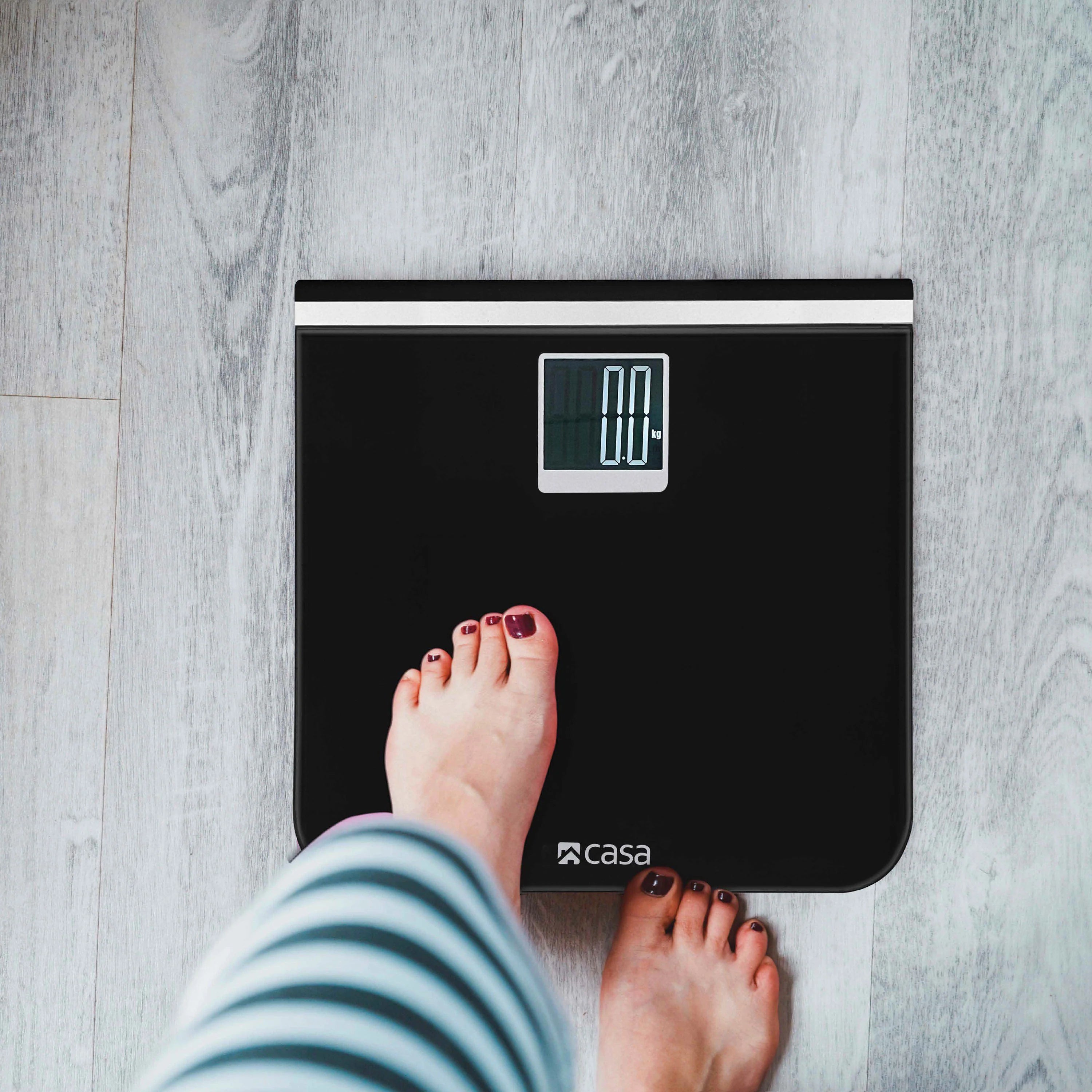 Digital Bathroom Scale | Glass Platform | Black | Large LCD Display
