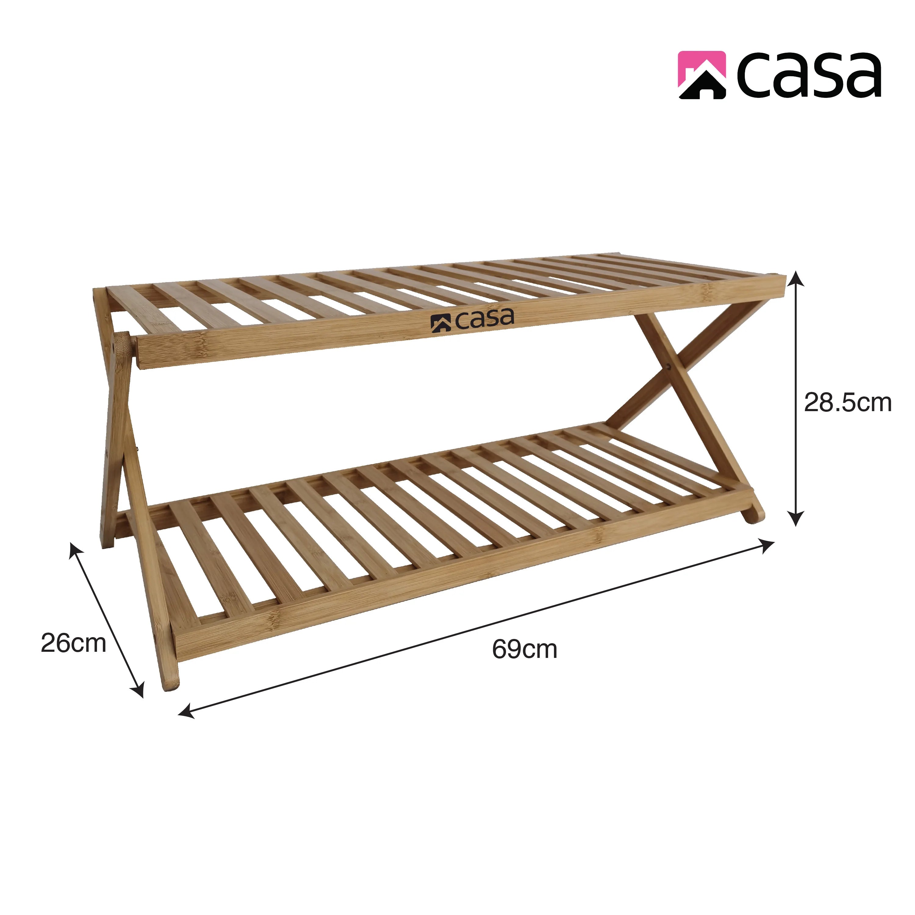 Shoe Storage Rack | 2-Tier | Bamboo | Foldable