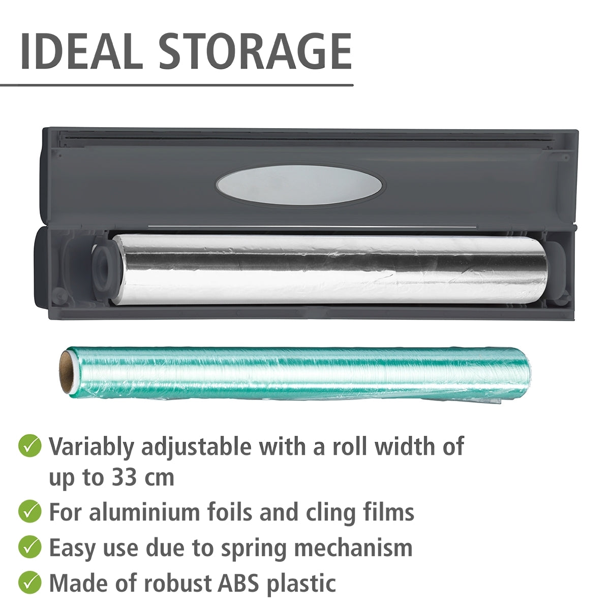 Foil / Cling Wrap Dispenser Cutter 1-Click - Charcoal