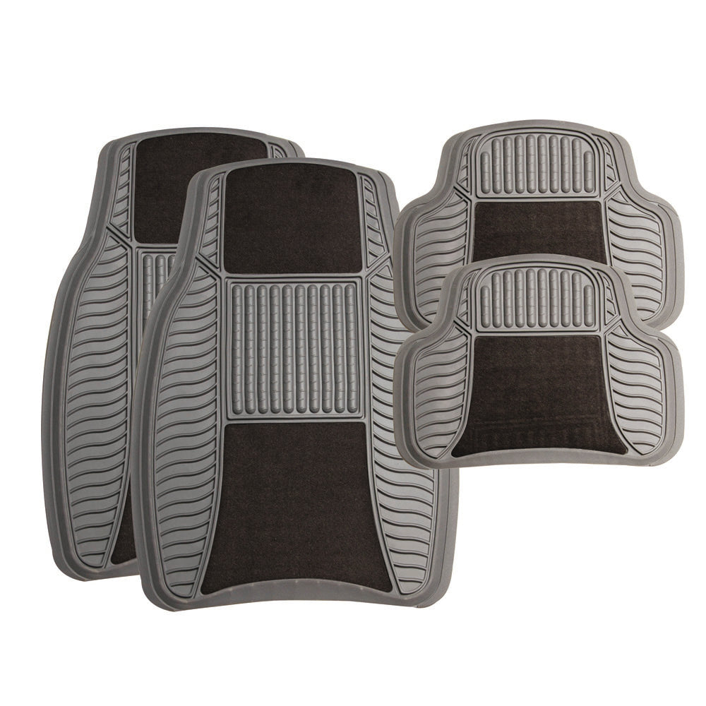 Car Mat 4Pc Set - Rubber/Velour