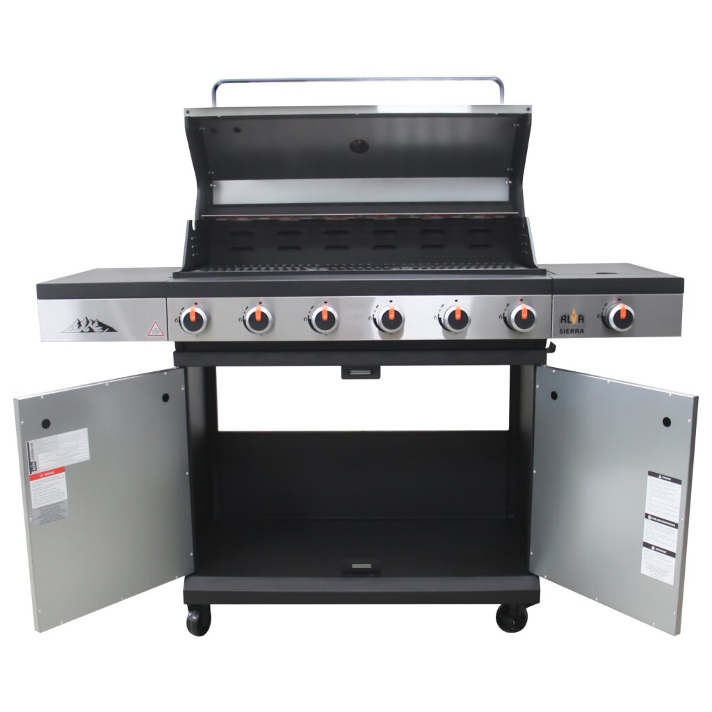 Sierra-6 Burner BBQ With Side Burner – Stainless Steel / Black + FREE TOOL SET