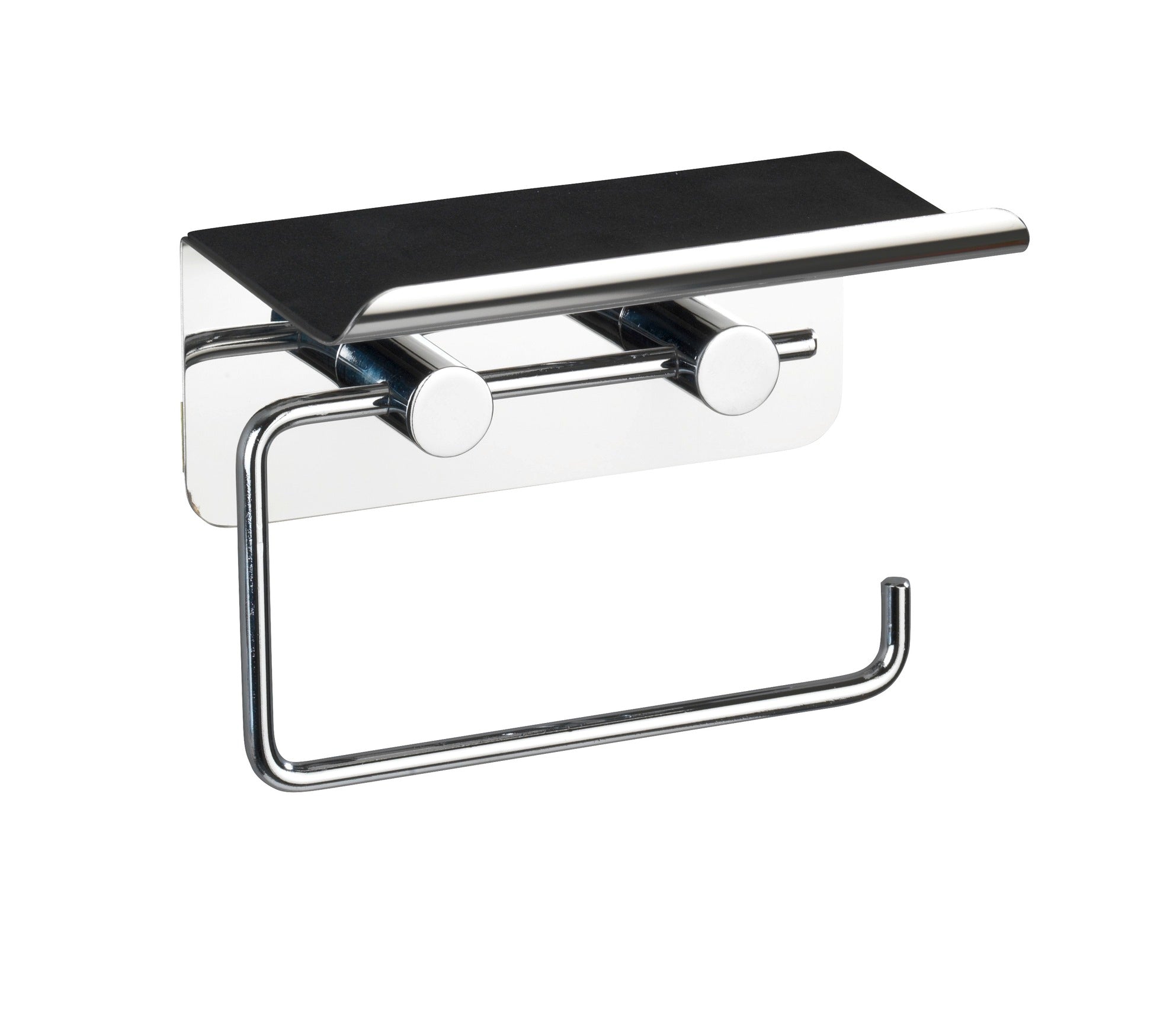 TOILET PAPER HOLDER WITH SHELF - STAINLESS STEEL