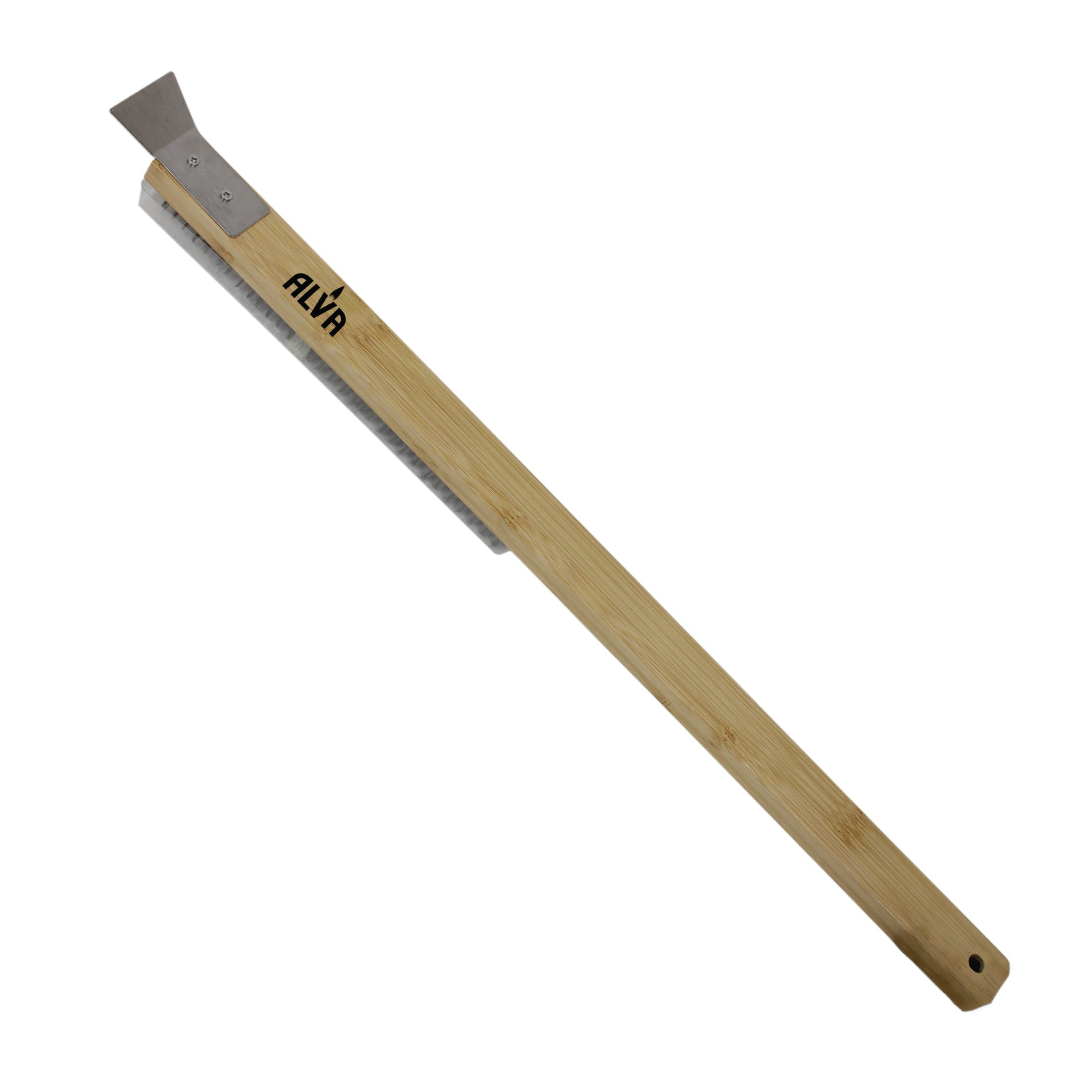 Pizza Oven Metal Bristle Brush with Scraper - 57cm