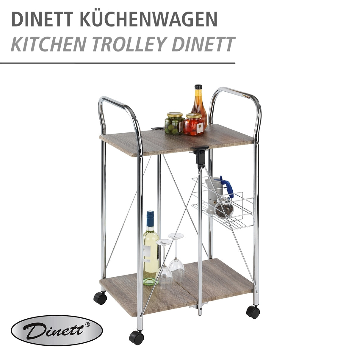 SERVING TROLLEY - FOLDABLE - LIKY RANGE - WOOD METAL