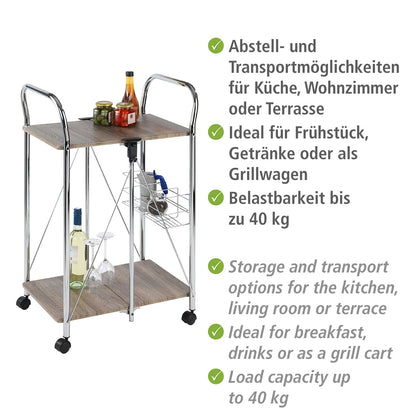 SERVING TROLLEY - FOLDABLE - LIKY RANGE - WOOD METAL