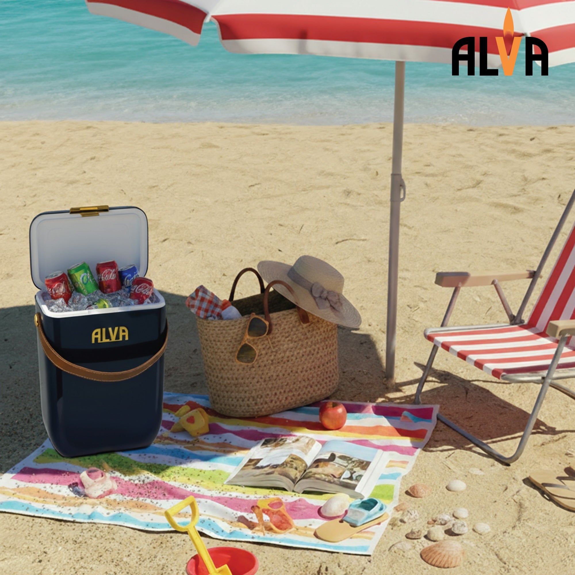 10L Cooler Box Midnight Blue With Leather Strap Alva 10l-cooler-box-midnight-blue-with-leather-strap-alva