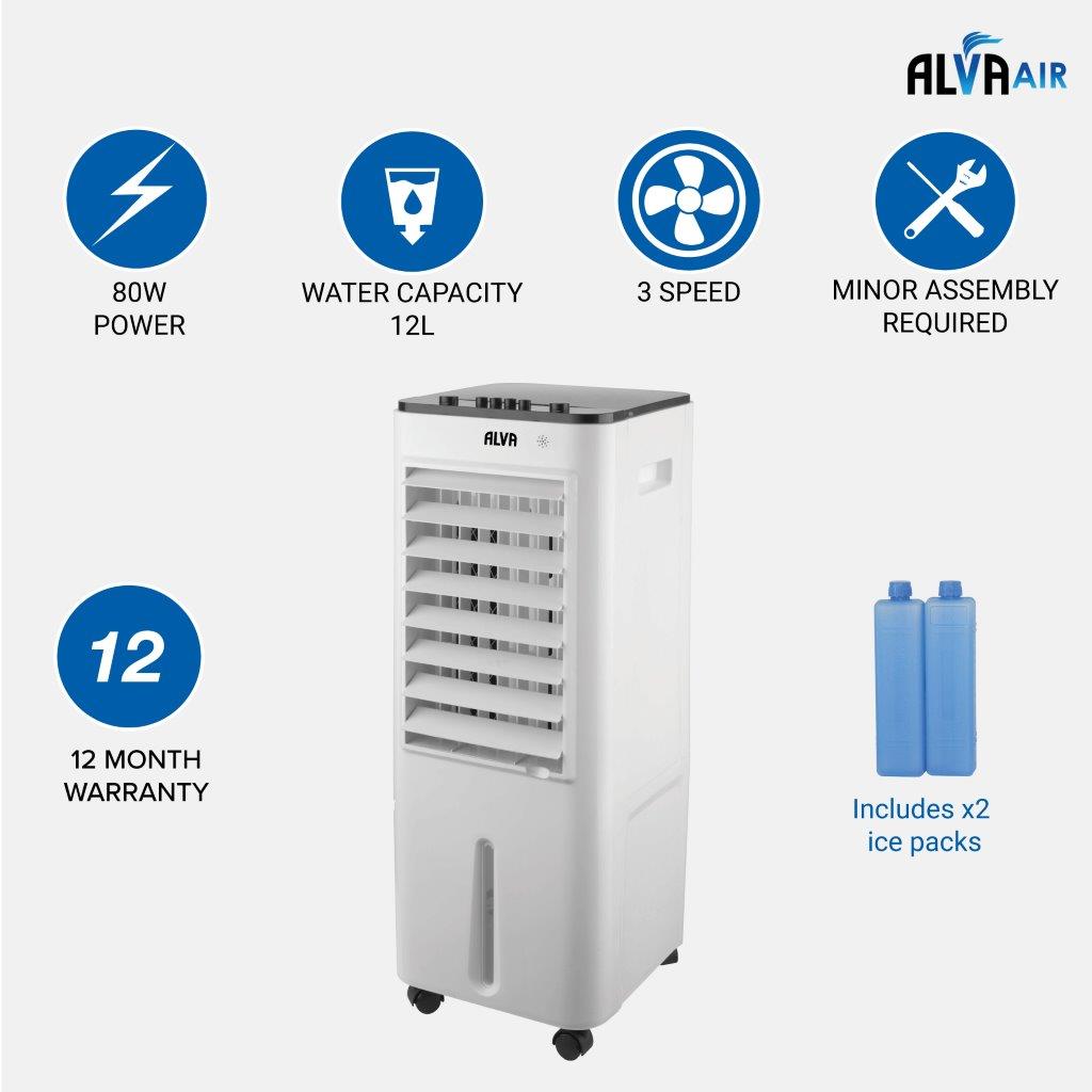 12L Evaporative Air Cooler | Fan | Humidifier