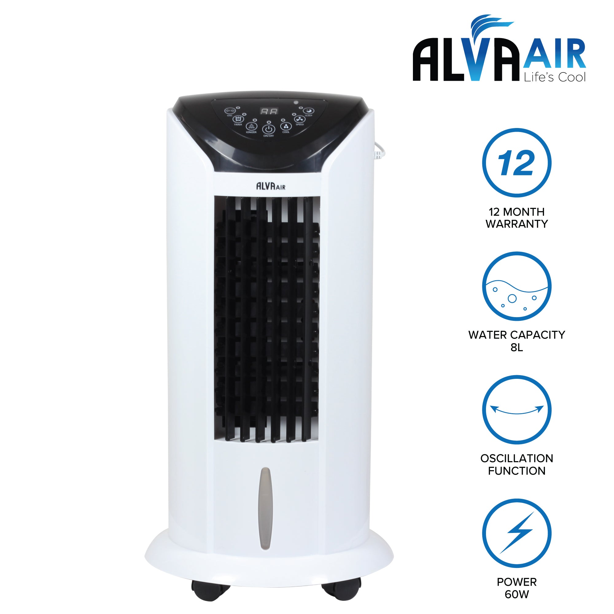 8L Evaporative Air Cooler | Remote Control | Timer | Fan | Humidifier | Air Purifier