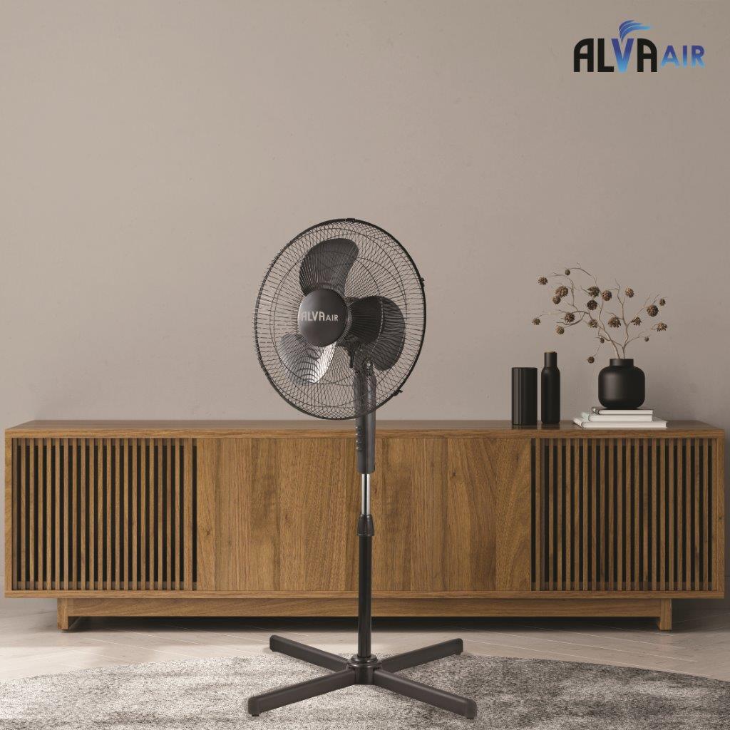 40cm Plastic Telescopic Pedestal Fan (Black)