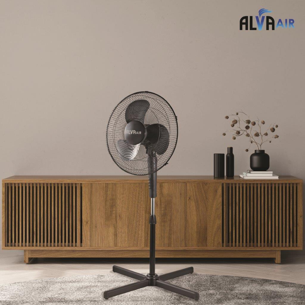 40CM PLASTIC TELESCOPIC PEDESTAL FAN (BLACK)