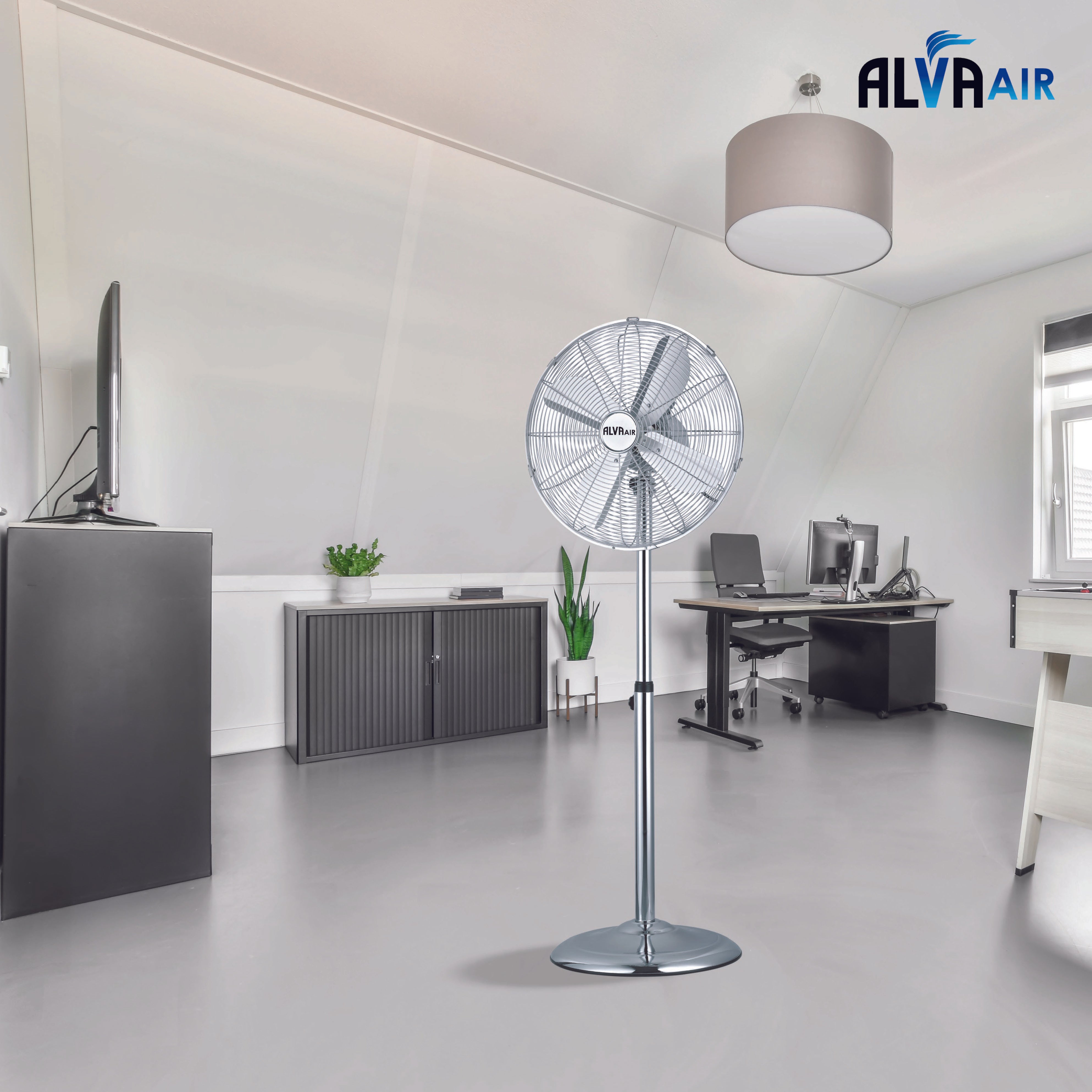 40cm Chrome Telescopic Pedestal Fan 1.2M Tall (Silver)