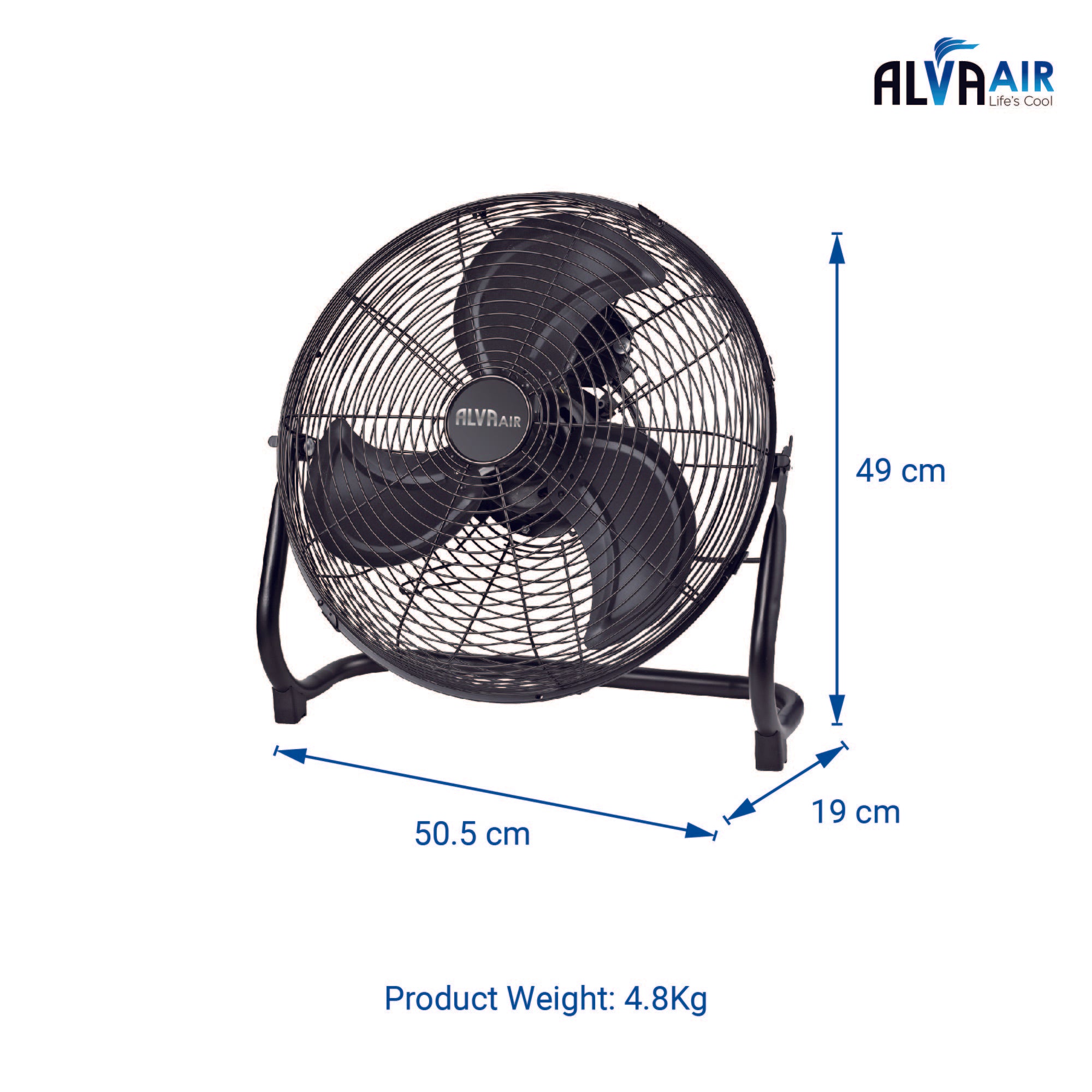 40cm Floor Fan - High Velocity (Matte Black)