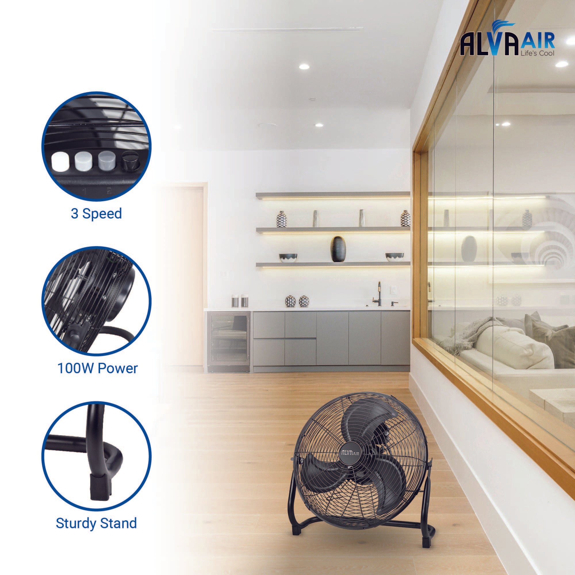 40cm Floor Fan - High Velocity (Matte Black)