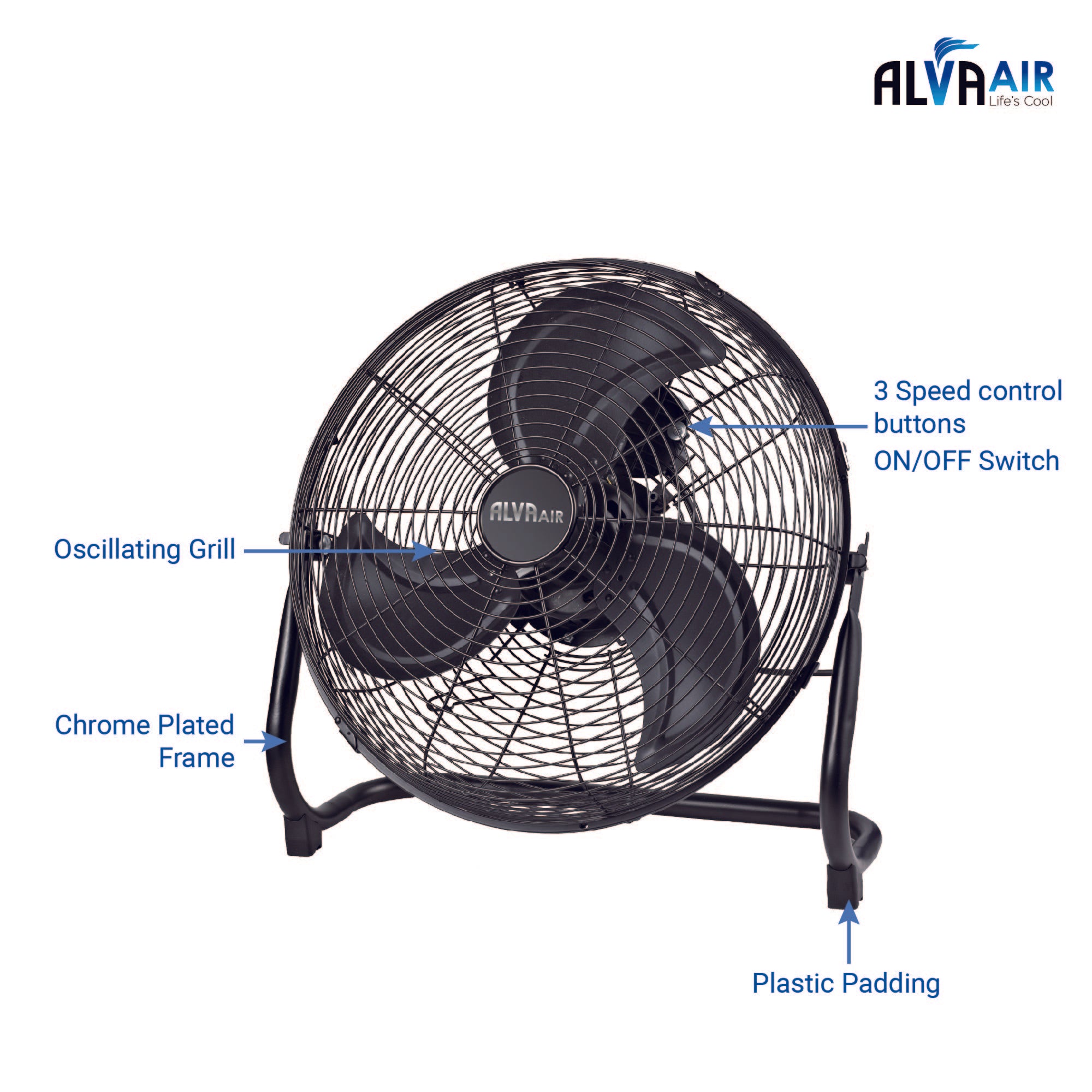 40cm Floor Fan - High Velocity (Matte Black)