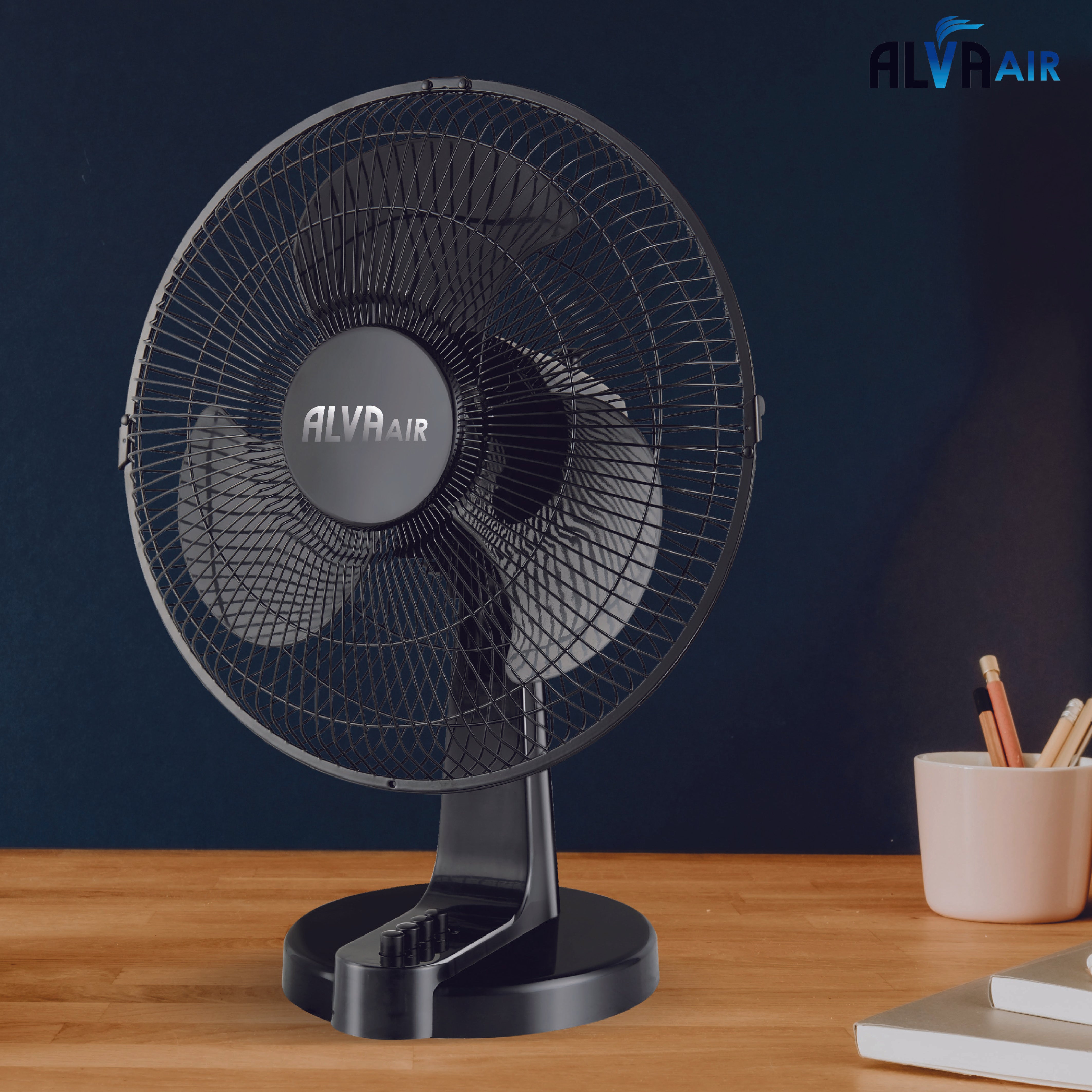 30cm Plastic Desk Fan (Black)