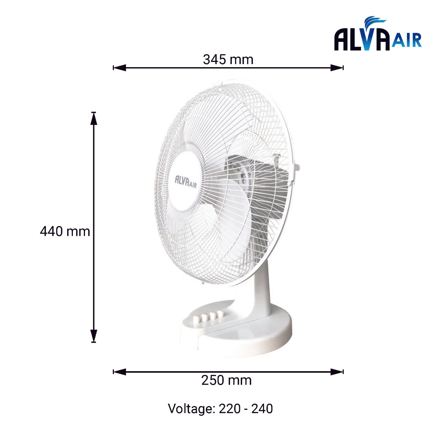 30CM PLASTIC DESK FAN (WHITE)