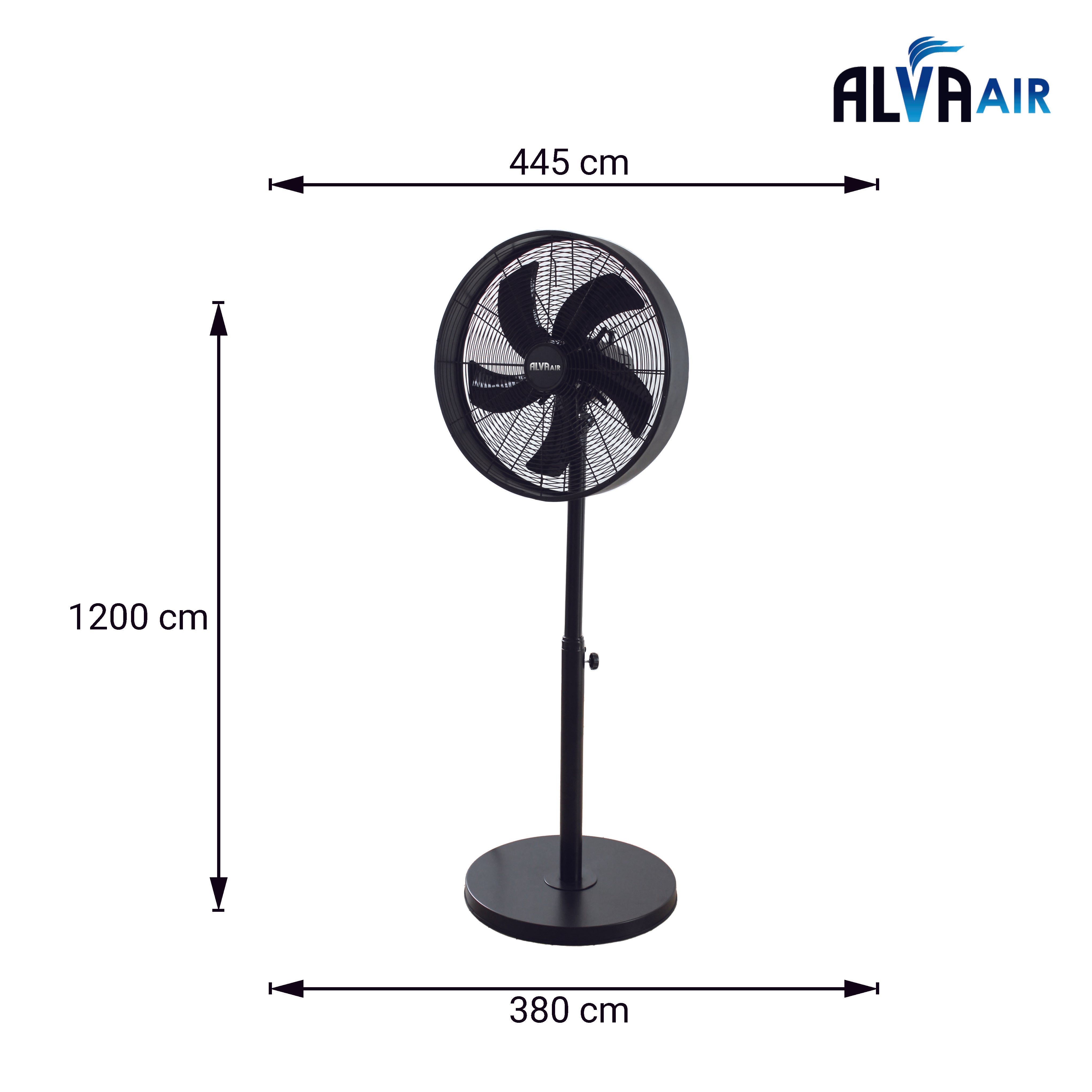40cm Drum Telescopic Pedestal Fan (Matte Black)