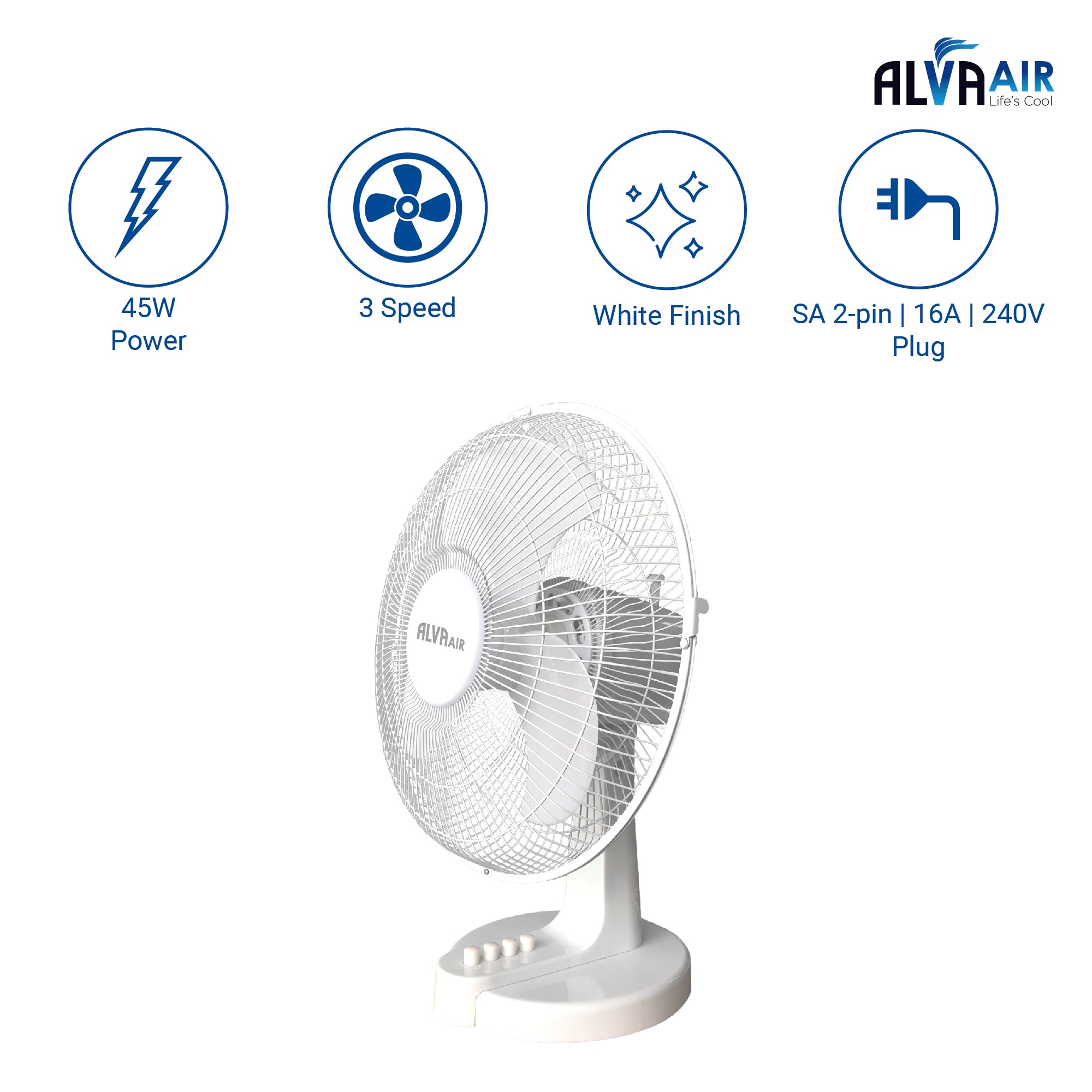 40cm Plastic Desk Fan (White)