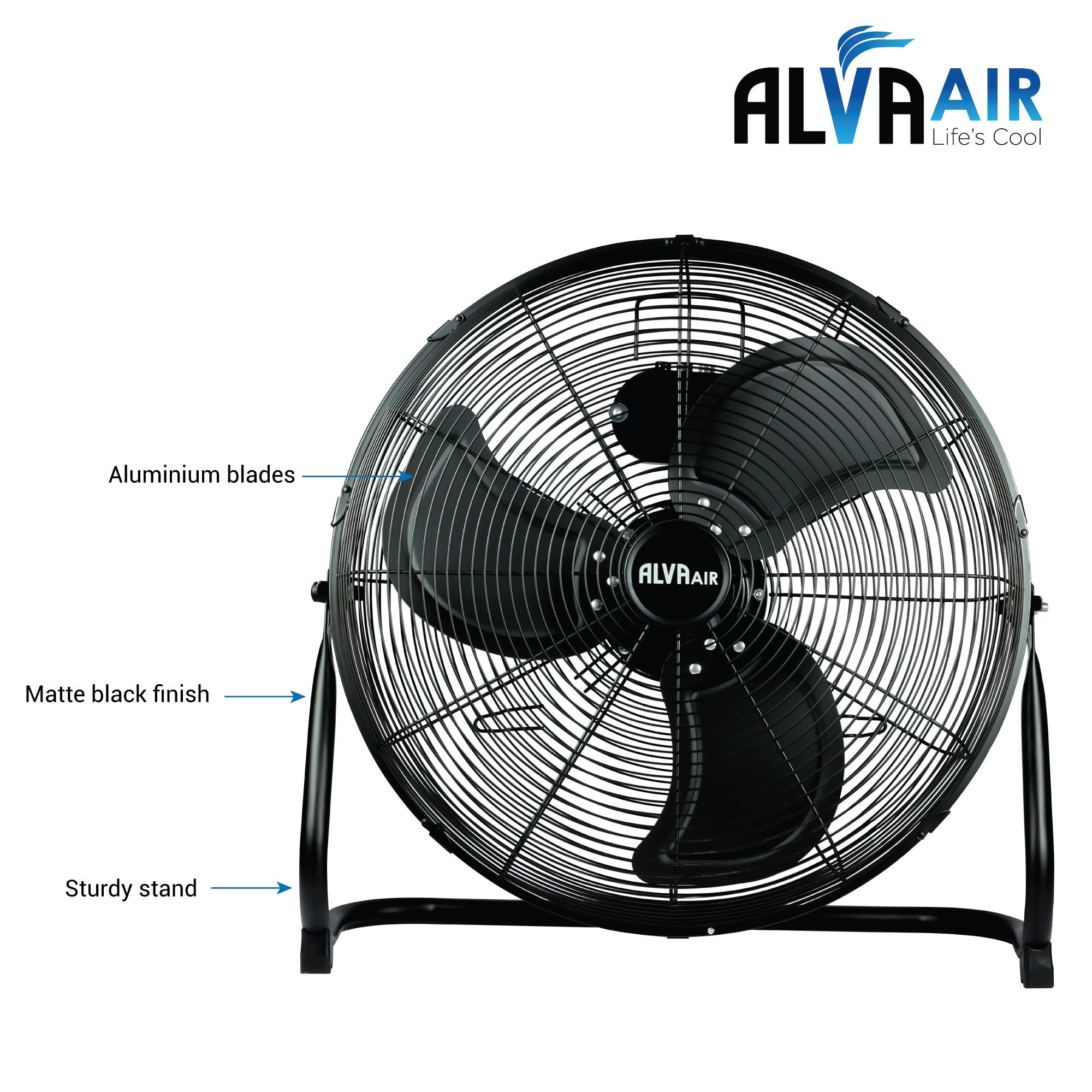 50cm Floor Fan - High Velocity (Matt Black)