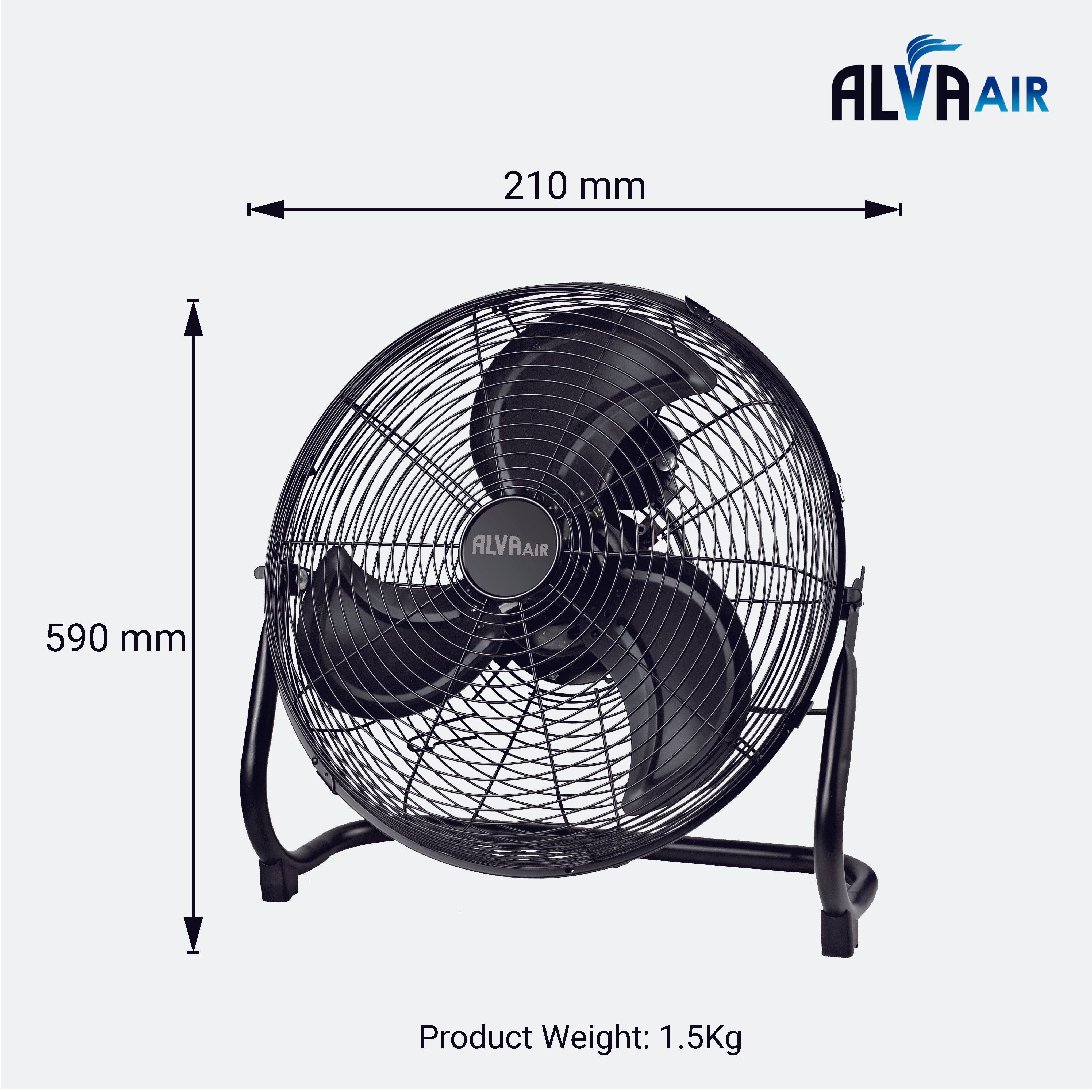 50cm Floor Fan - High Velocity (Matt Black)