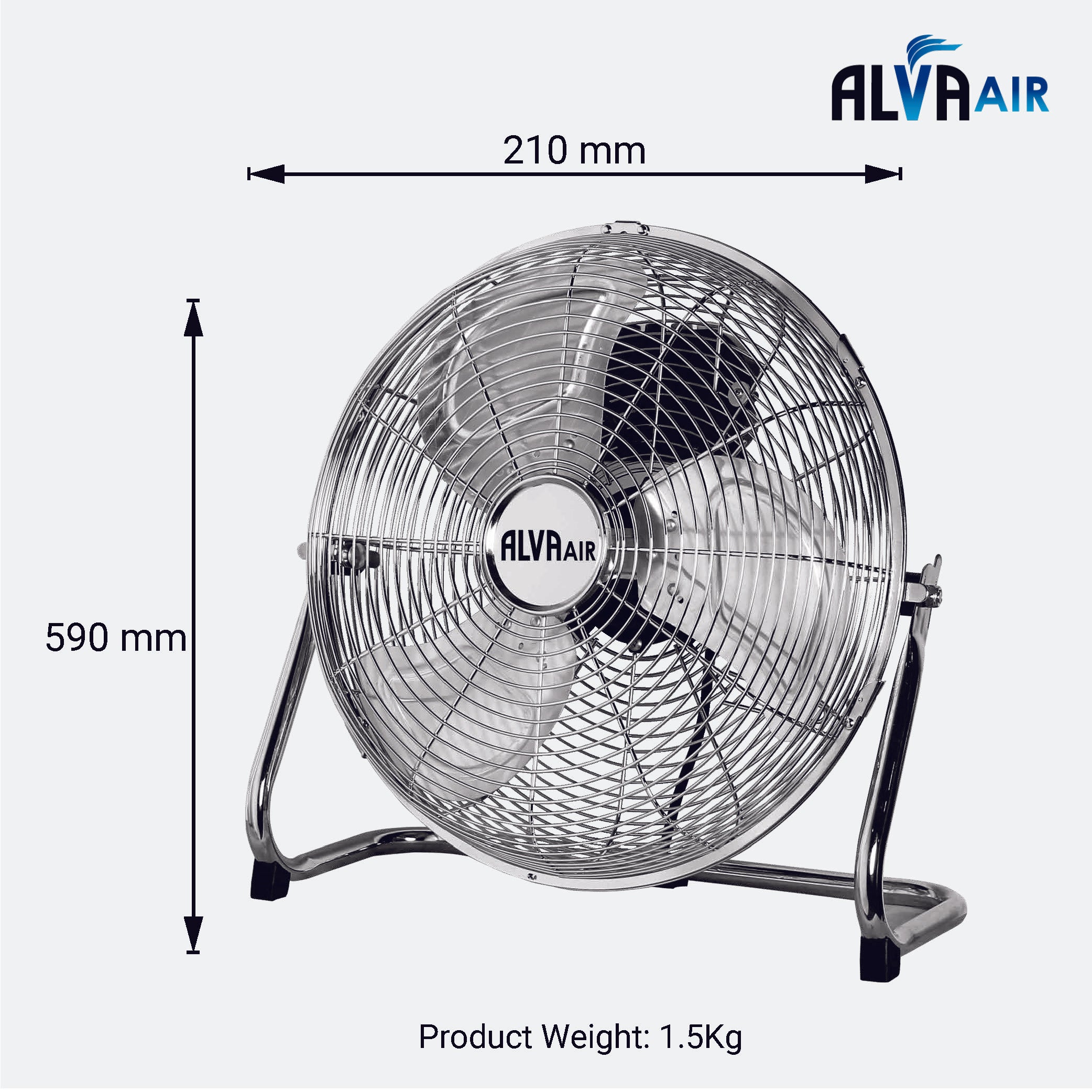 50cm Floor Fan - High Velocity (Chrome)