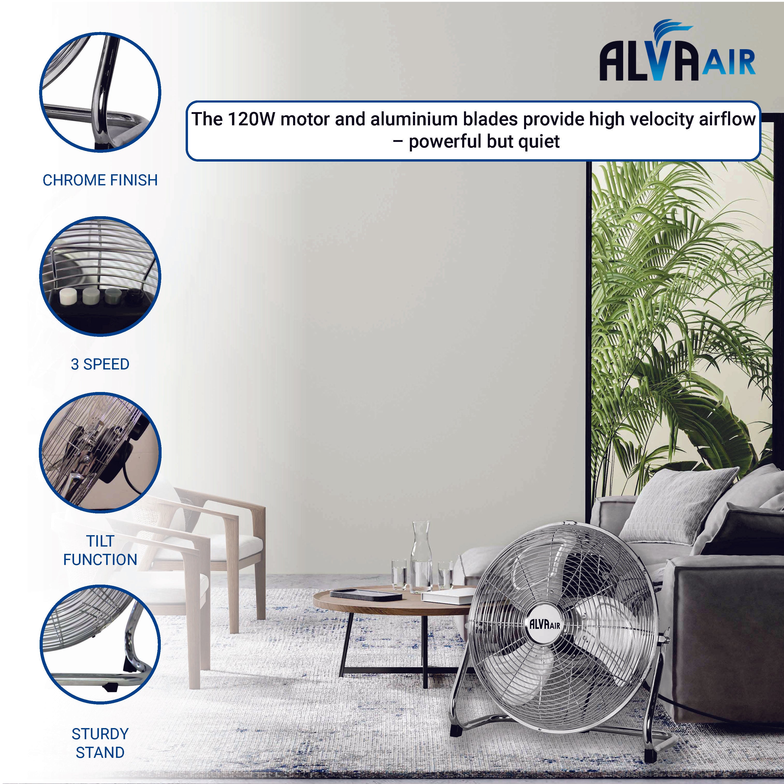 50cm Floor Fan - High Velocity (Chrome)