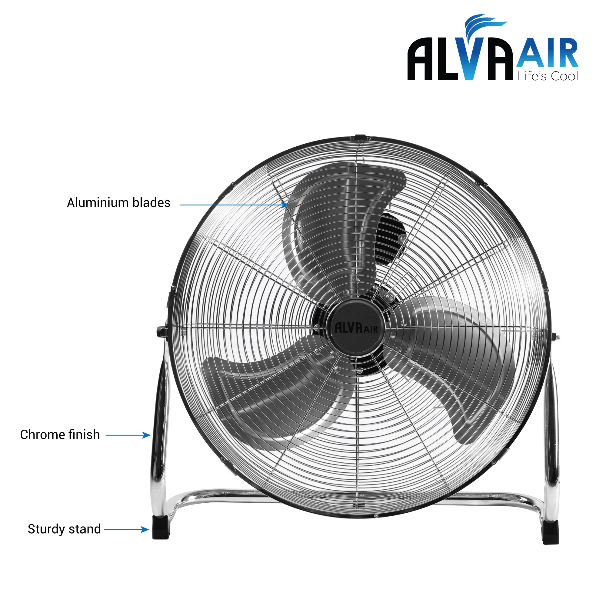 50cm Floor Fan - High Velocity (Chrome)