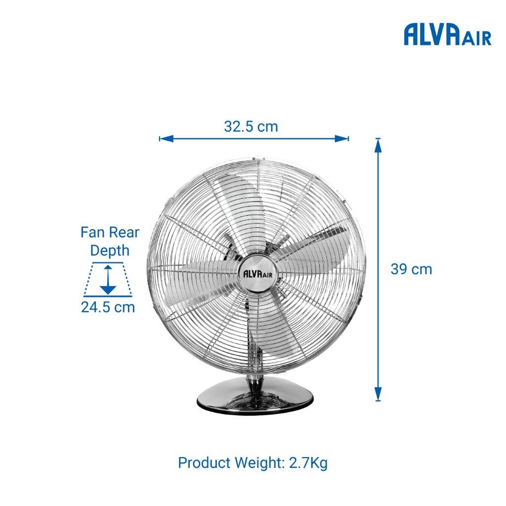 30cm Metal Desk Fan (Chrome)