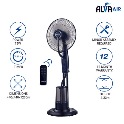 40CM PEDESTAL MIST FAN 3.2L WITH REMOTE (ACS305)