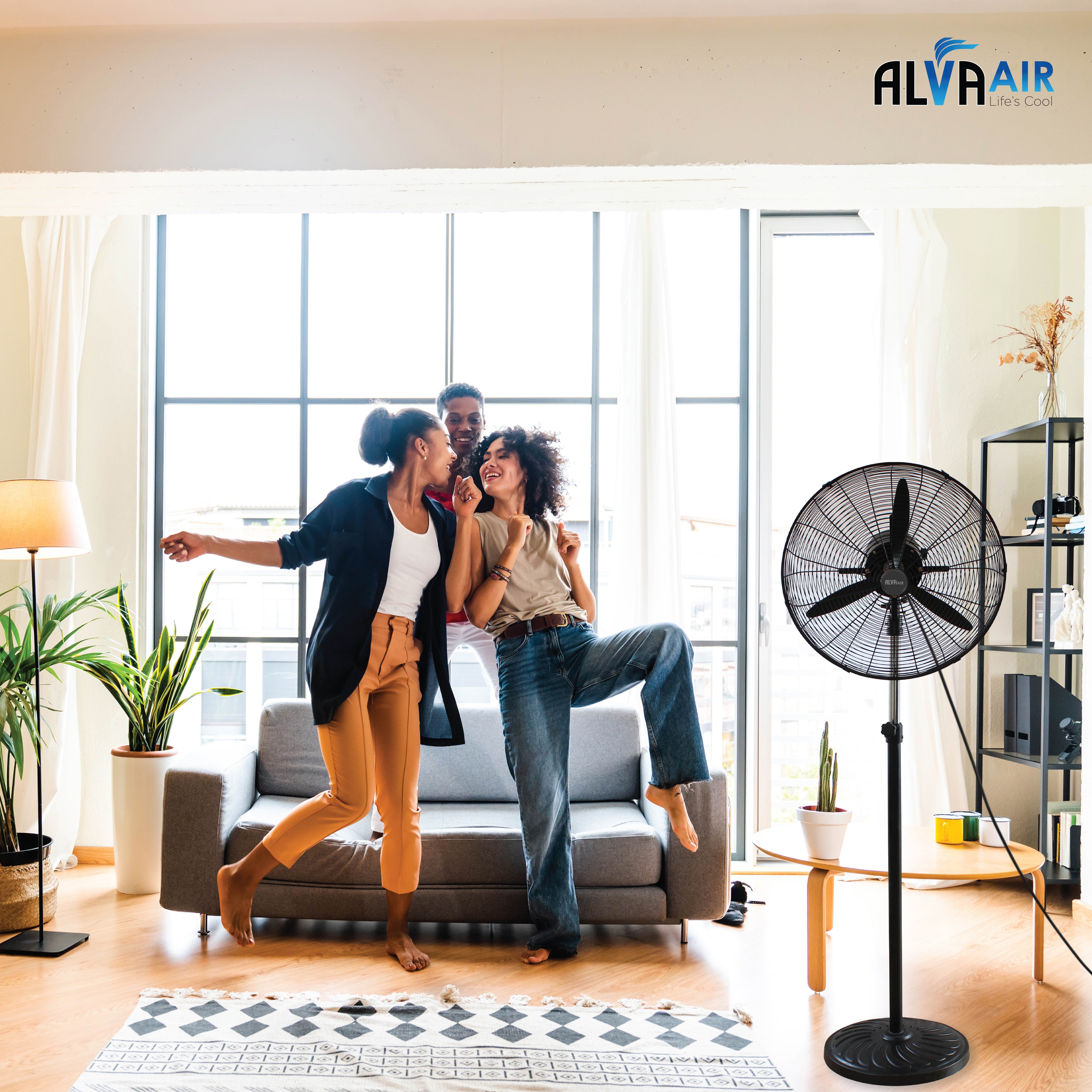 65cm Industrial Telescopic Pedestal Fan Metal (Matt Black)