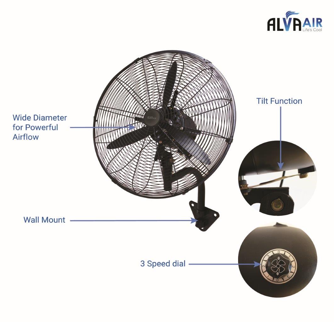 50cm Wall Fan - Industrial - High Velocity (Matt Black)