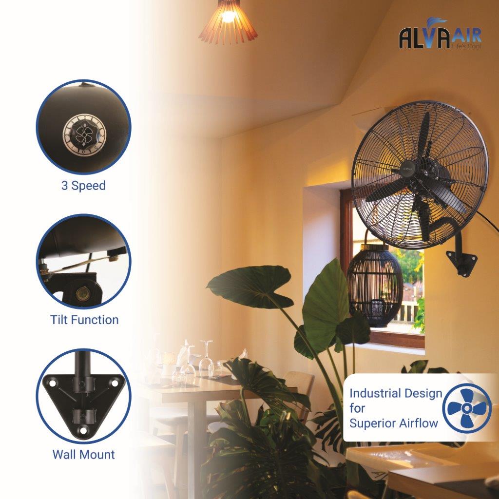 50cm Wall Fan - Industrial - High Velocity (Matt Black)