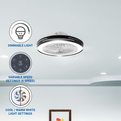 50CM LED LIGHT / CEILING FAN W REMOTE (BLACK)