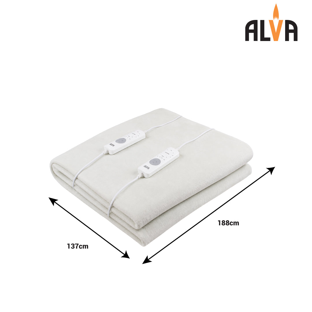 ALVA Mink Fleece Electric Blanket | 8 Heat Settings & Timer | Single to King