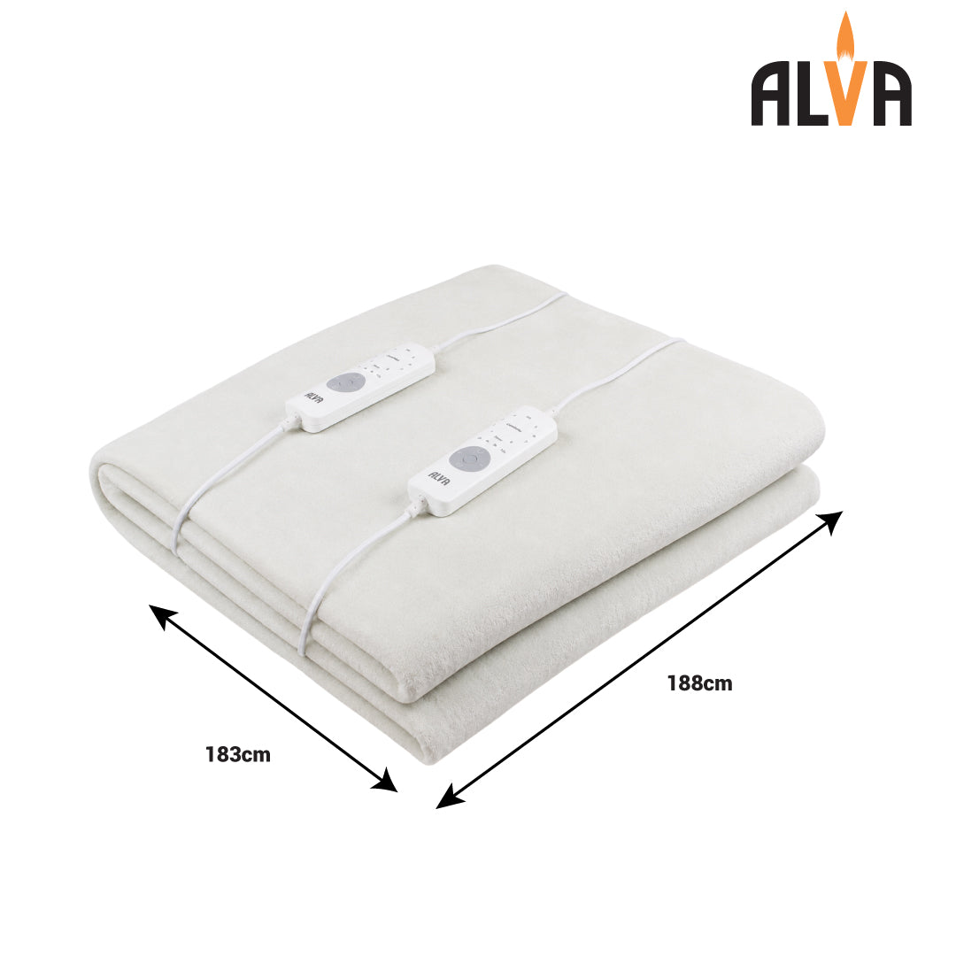 ALVA Mink Fleece Electric Blanket | 8 Heat Settings & Timer | Single to King