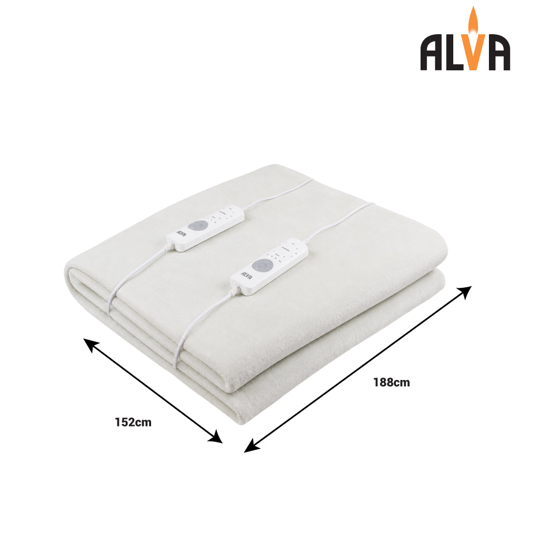 ALVA Mink Fleece Electric Blanket | 8 Heat Settings & Timer | Single to King