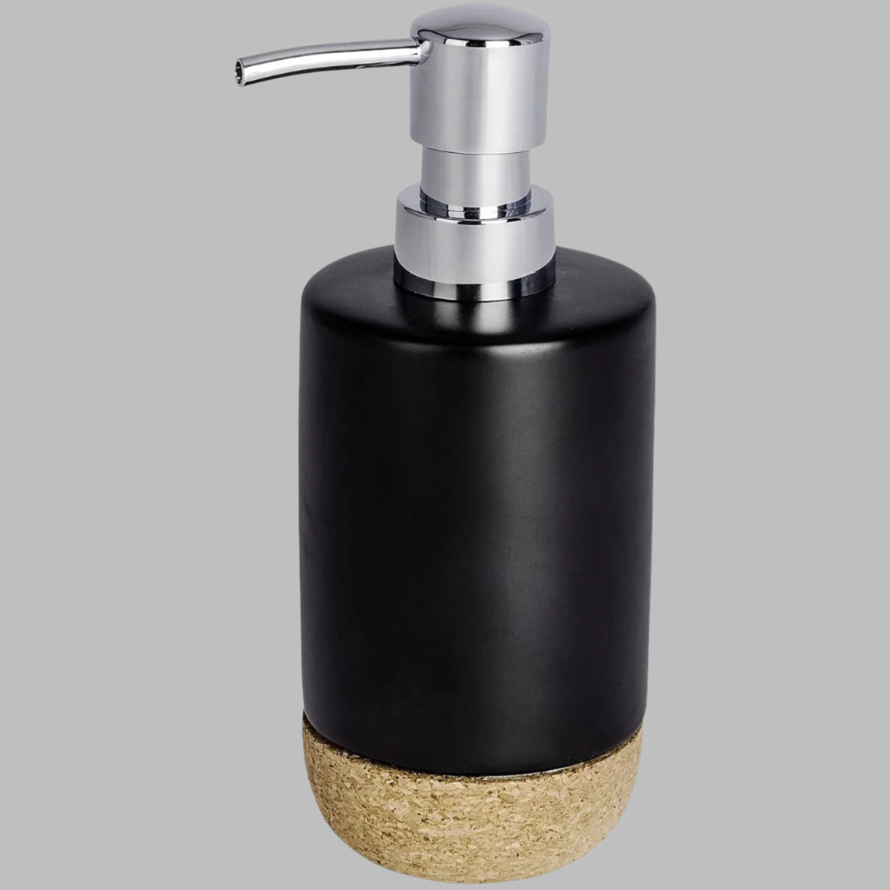 Soap Dispenser - Black Ceramic & Cork